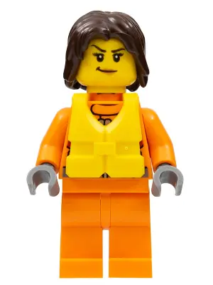 Coast Guard City - Female Rescuer, Dark Brown Hair with Life Jacket