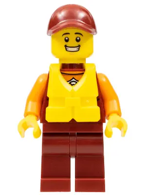 Coast Guard City - Rescuer, Dark Red Cap with Big Smile and Life Jacket