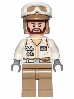 Hoth Rebel Trooper White Uniform, Dark Tan Legs (Brown Angular Beard)