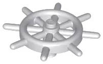 Light Bluish Gray Boat, Ship's Wheel with Slotted Pin