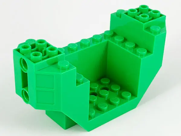 Bright Green Cockpit 4 x 10 x 4 with 3 Holes on Bottom and 2 Pin Holes on Sides