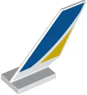 White Tail Shuttle with Blue and Yellow Curved Stripes Pattern on Both Sides