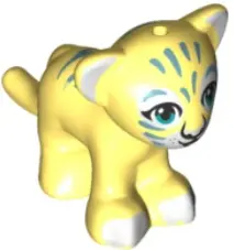 Bright Light Yellow Cat, Friends Style, Large, Baby Cub (Tiger) with Dark Azure Eyes, White Nose, Wh