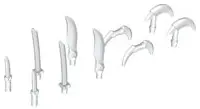 White Minifigure, Weapon Pack Hooks, Knives, and Swords, 10 in Bag (Multipack)