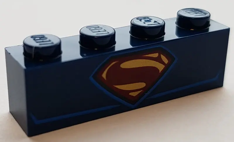 Dark Blue Brick 1 x 4 with Superman Shield Pattern