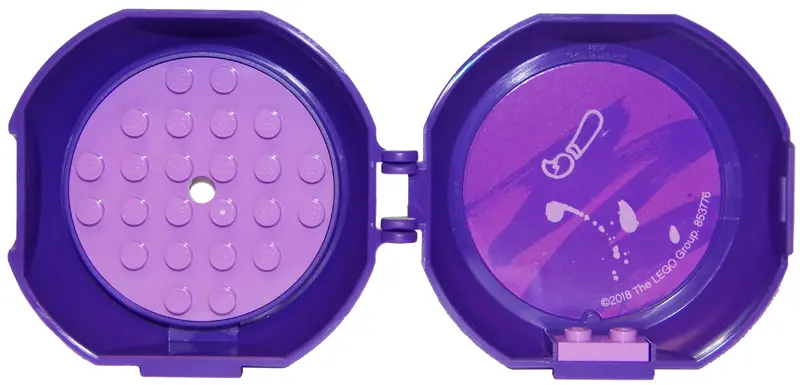 Dark Purple Container, Pod with Medium Lavender 6 x 6 Round Plate and Medium Lavender 1 x 2 Plate wi