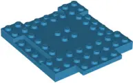 Dark Azure Brick, Modified 8 x 8 x 2/3 with 1 x 4 Indentations and 1 x 4 Plate