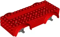 Red Vehicle, Base 8 x 16 x 2 1/2 with Mudguards, 4 x 14 Recessed Center with 5 Holes, and Dark Bluis