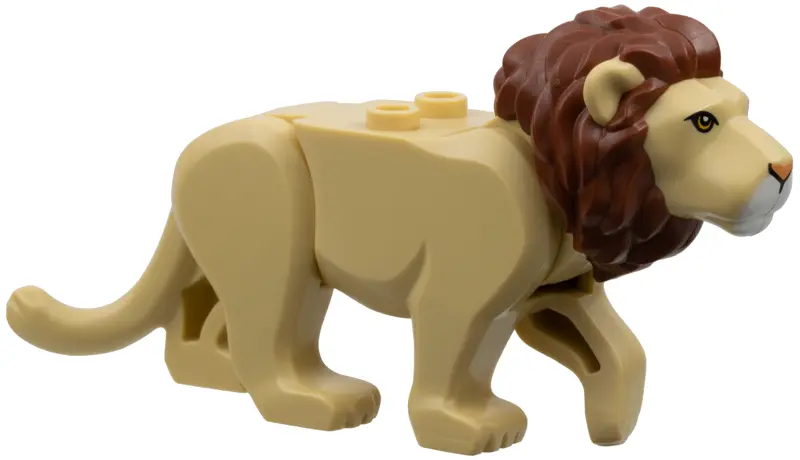 Tan Cat, Large (Lion) with Reddish Brown Mane, Nougat Eyes, Nougat Nose and White Muzzle Pattern