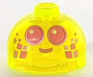 Trans-Neon Green Brick, Round 2 x 2 Dome Top with Dark Pink Eyes with Metallic Pink Outlines and Smi