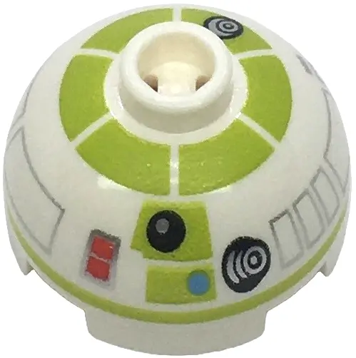 Brick, Round 2 x 2 Dome Top with SW Astromech Droid Lime Panels and Band Around Dome, Medium Blue Do