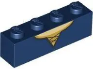 Dark Blue Brick 1 x 4 with Black Laces, Gold Dress Trim, and Tan Neck Pattern (BrickHeadz Merida Che