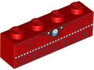 Red Brick 1 x 4 with Dark Red Shapes, White Dots, and Heart of Te Fiti Necklace Pattern (BrickHeadz 