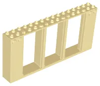 Tan Door, Frame 2 x 16 x 6 with 3 Openings and 2 Studs on Either Side on Front