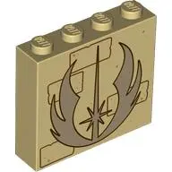 Tan Brick 1 x 4 x 3 with Dark Tan Jedi Order Insignia with Dark Brown Outline, Reddish Brown Bricks 