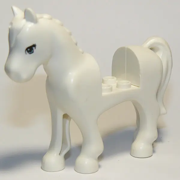 White Horse, Friends Style with 2 x 2 Cutout with Bright Light Blue Eyes and 3 Black Eyelashes Patte