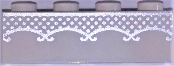 White Brick 1 x 4 with Silver Lace Pattern (BrickHeadz Bride Torso)