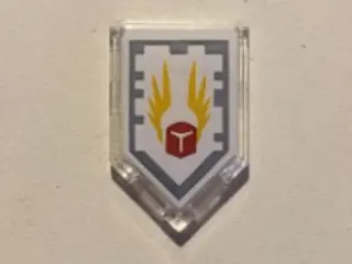 Trans-Clear Tile, Modified 2 x 3 Pentagonal with Nexo Power Shield Pattern - Take Off