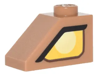 Medium Nougat Slope 45 2 x 1 with Yellow Clayface Eye Pattern Model Left Side