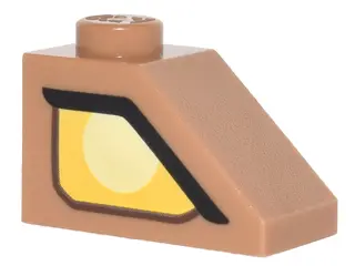 Medium Nougat Slope 45 2 x 1 with Yellow Clayface Eye Pattern Model Right Side