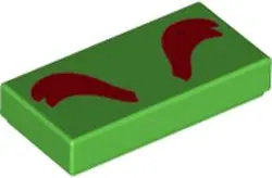 Bright Green Tile 1 x 2 with Dark Red Eyebrows Pattern (Bowser)