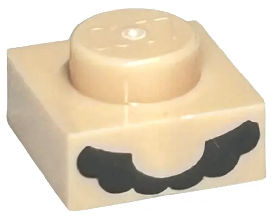 Light Nougat Plate 1 x 1 with Black Bushy Moustache Pattern (Super Mario)