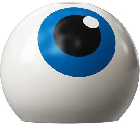 White Technic Ball Joint with Eye with Blue Iris and Black Pupil Pattern