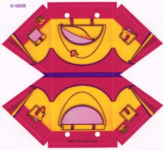 Magenta Plastic Tent with Dark Purple Ridge Line and Bright Light Orange Friends Flap and Butterfly 