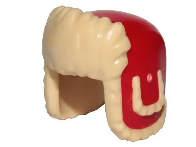 Red Minifigure, Headgear Ushanka Hat with Molded Tan Fur Lining Pattern