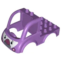 Medium Lavender Duplo Car Body Truck 4 x 4 Flatbed with 2 Top Studs, Flower Headlights and Smile (Ro