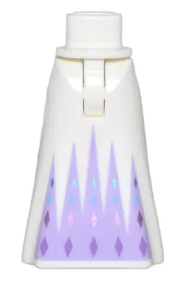 White Mini Doll Hips and Skirt Full Length with Lavender Triangle Panels and Diamonds Pattern - Thin