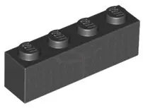 Black Brick 1 x 4 with Silver Collar and Zipper on Square Graph Shirt Pattern