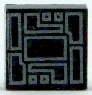 Black Tile 1 x 1 with Silver Circuitry Pattern
