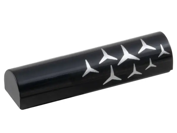 Black Slope, Curved 1 x 4 x 2/3 Double with Silver Mercedes Logo Repeating Pattern Model Right Side
