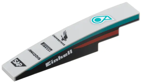 Light Bluish Gray Slope, Curved 6 x 1 with Petronus Logo, 'CROWDSTRIKE', 'PIRELLI', 'AKKODIS' and 'S