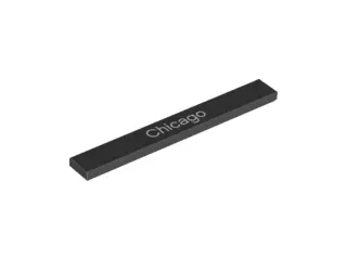 Black Tile 1 x 8 with 'Chicago' Pattern