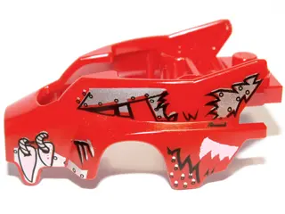 Red Flywheel Fairing Wolf Shape with Fangs and Silver and White Pattern