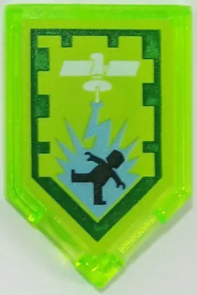 Trans-Bright Green Tile, Modified 2 x 3 Pentagonal with Nexo Power Shield Pattern - Orbital Strike