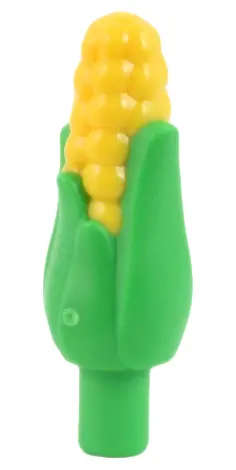 Bright Green Corn Cob with Husk and Molded Yellow Kernels Pattern (Maize)