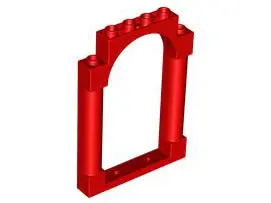 Red Door, Frame 1 x 6 x 7 Arched with Notches and Rounded Pillars