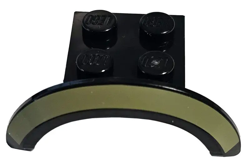 Black Vehicle, Mudguard 4 x 2 1/2 x 1 with Arch Round with Olive Green Curved Stripe Pattern