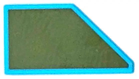 Medium Azure Tile, Modified 1 x 2 Wedge Left with Olive Green Surface Pattern