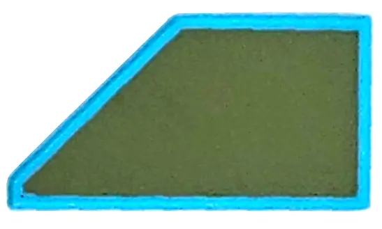 Medium Azure Tile, Modified 1 x 2 Wedge Right with Olive Green Surface Pattern