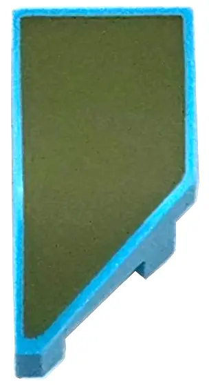Medium Azure Wedge 2 x 1 x 2/3 Left with Olive Green Surface Pattern