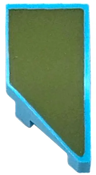 Medium Azure Wedge 2 x 1 x 2/3 Right with Olive Green Surface Pattern