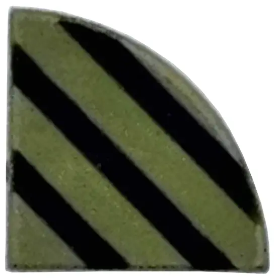Olive Green Tile, Round 1 x 1 Quarter with Black Diagonal Lines Pattern