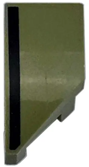 Olive Green Wedge 2 x 1 x 2/3 Left with Black Stripe Pattern