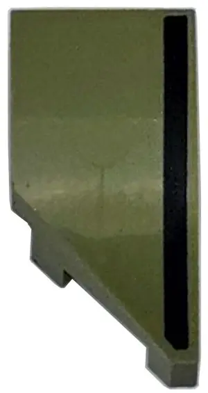 Olive Green Wedge 2 x 1 x 2/3 Right with Black Stripe Pattern