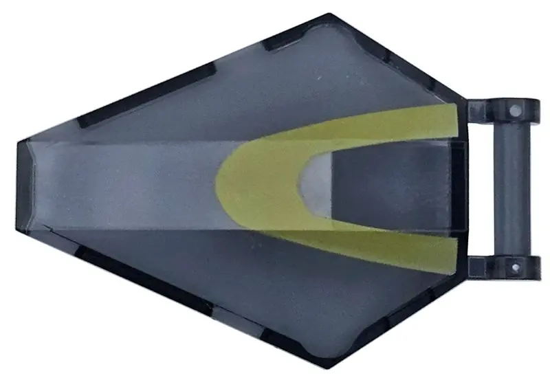 Trans-Black Windscreen 6 x 4 x 1 Hexagonal with Bar Handle with Olive Green Curved Stripe Pattern