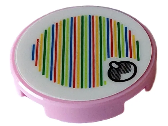 Bright Pink Tile, Round 2 x 2 with Bottom Stud Holder with Super Mario Scanner Code Fruit Pattern (S